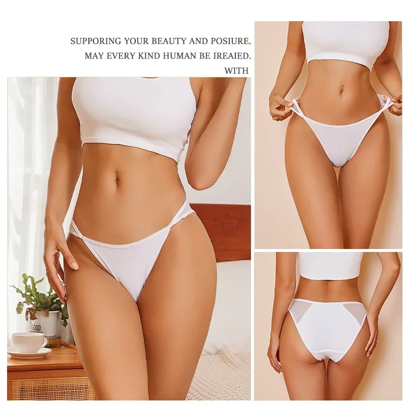 3Pcs Lace Fabric Underwear Splicing Transparent Panty Women's Sexy Panties Breathable Female Low Waist Soild Soft Lingerie S-XL