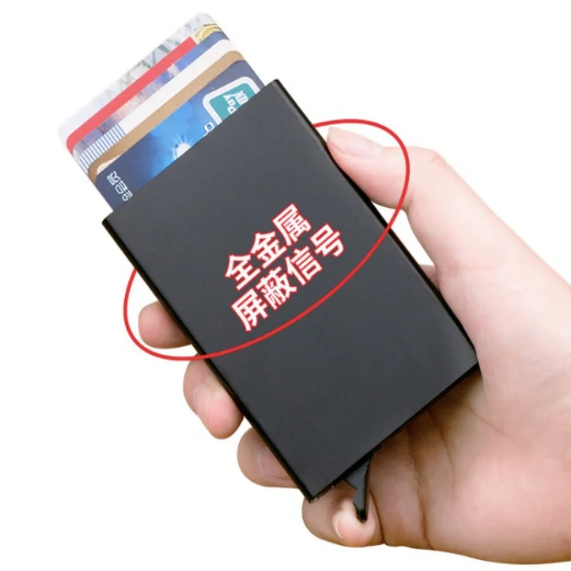 Factory Supply New Multi-Functional Aluminum Anti-Theft Cassette Anti-Magnetic Credit Card Box Automatic Pop-up RFID Card Holder