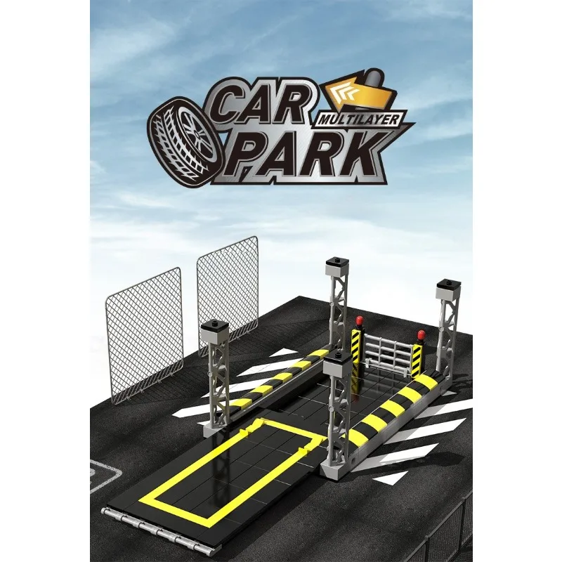 Nuovo traffico cittadino del ragazzo Combinazione multilivello Parcheggio Edificio Modello MOC Recinzione Scena di skateboard Set di giocattoli Regalo di festa