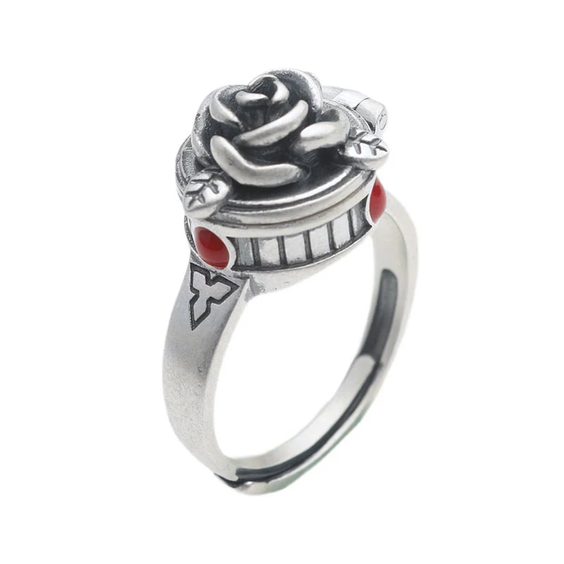 Creative Design Adjustable Ring Open Vintage Personality Charm Rose Box Opening Ladies Delicate Elegant Silver Jewelry