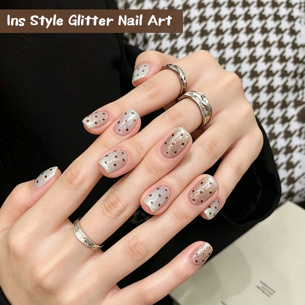 12 Grids Nail Glitter Sequins Mixed Round&Pentagram Gold Bronze Metallic Flakes For Autumn Winter DIY Manicure Nail Decorations