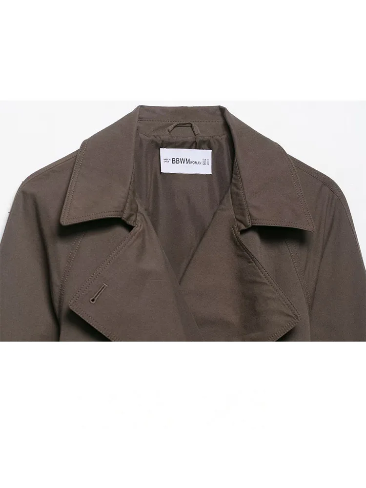 HH Mulheres Outono Moda Casacos Sólidos Turn-Down Collar Mangas Compridas Lace-Up Decoração Single-Breasted Feminino Chic Jaquetas