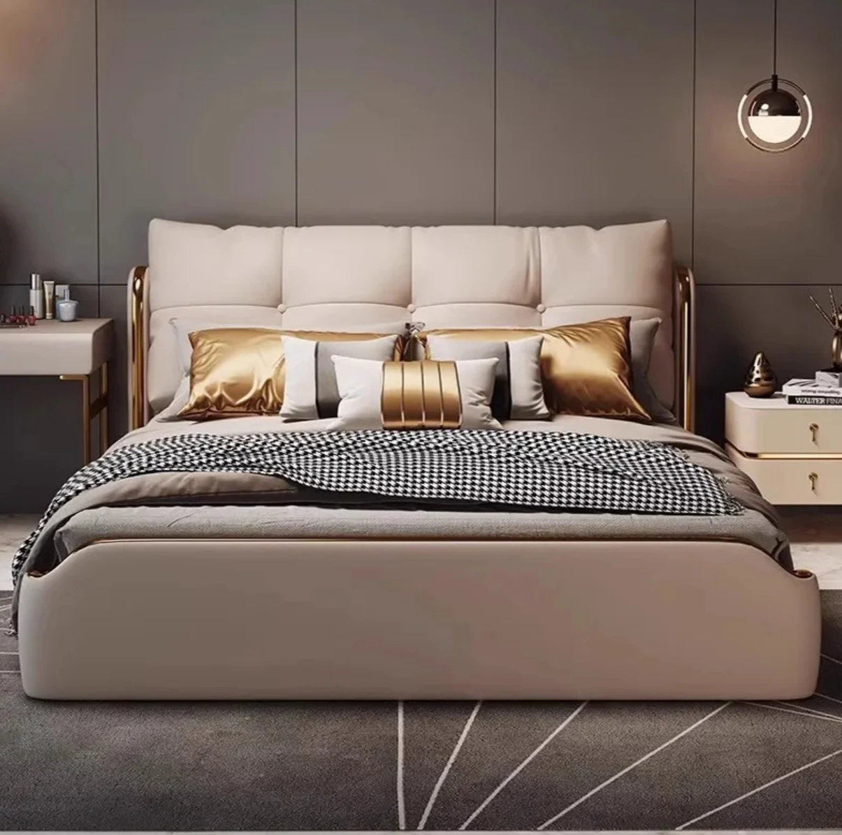 

#Modern Luxury White Smart Double Bed For Adults Excellent Home Bedroom Furniture Wooden Frame Simply Wholesaled Unbeatable Pric