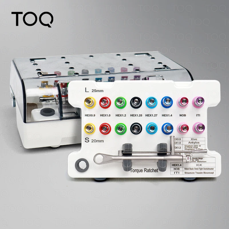 

Комплект динамометрических ключей для зубных имплантатов, 16 шт., 15-60 Н см, регулируемая отвертка с храповым механизмом, отвертка из нержавеющей стали для восстановления протезов
