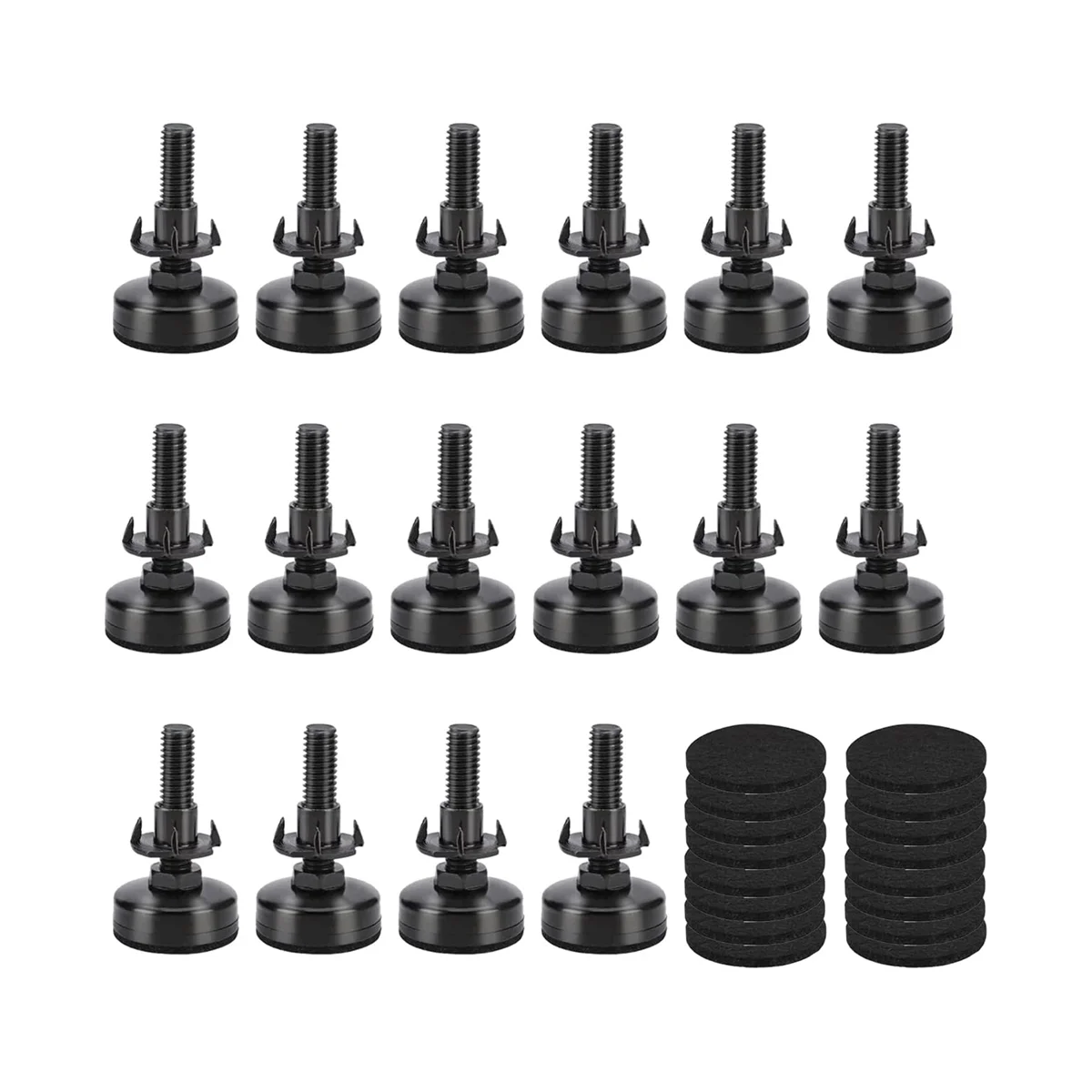 

16PCS Adjustable Furniture Leveling Feet, Adjustable Leg Levelers for Cabinets Sofa Tables Chairs Raiser, 3/8Inch-Thread