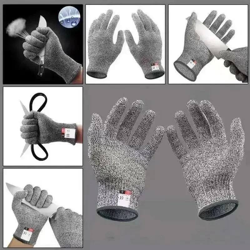 HPPE Level 5 Cut Resistant Gloves Knitted Kitchen Garden Thorn Proof Wear Resistant for Glass Cutting