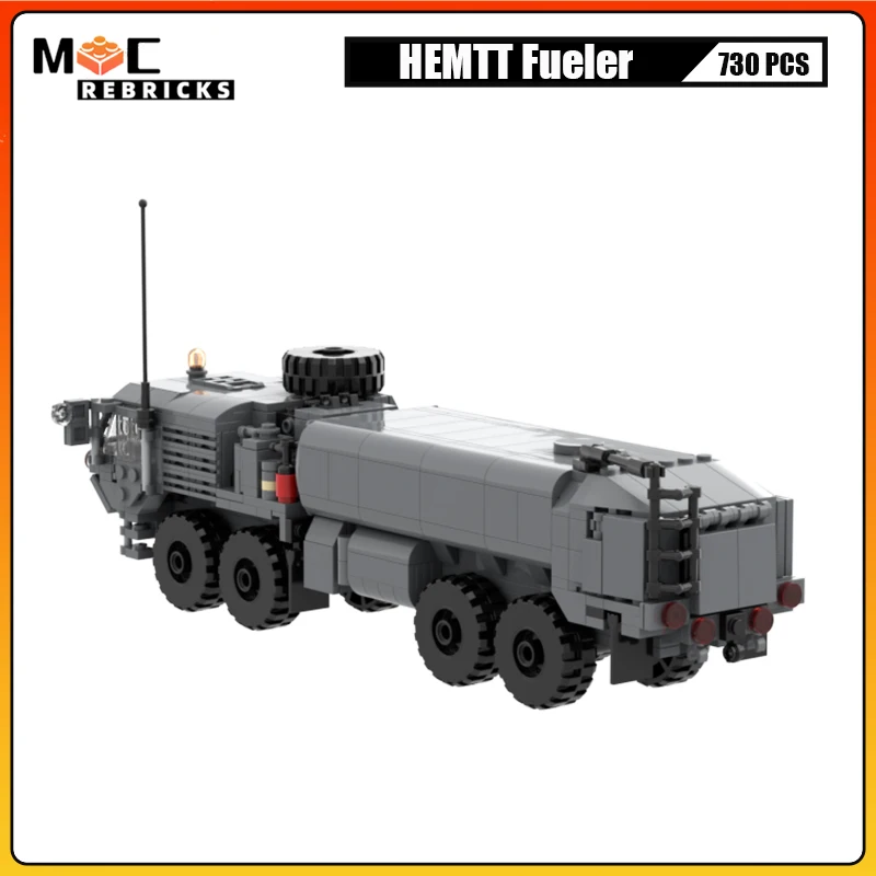 WW2 Military HEMTT A4 Fuel Servicing Truck Tanker Building Block Assembly Model Heavy Tactical Vehicle Bricks Toys Kid XMAS Gift