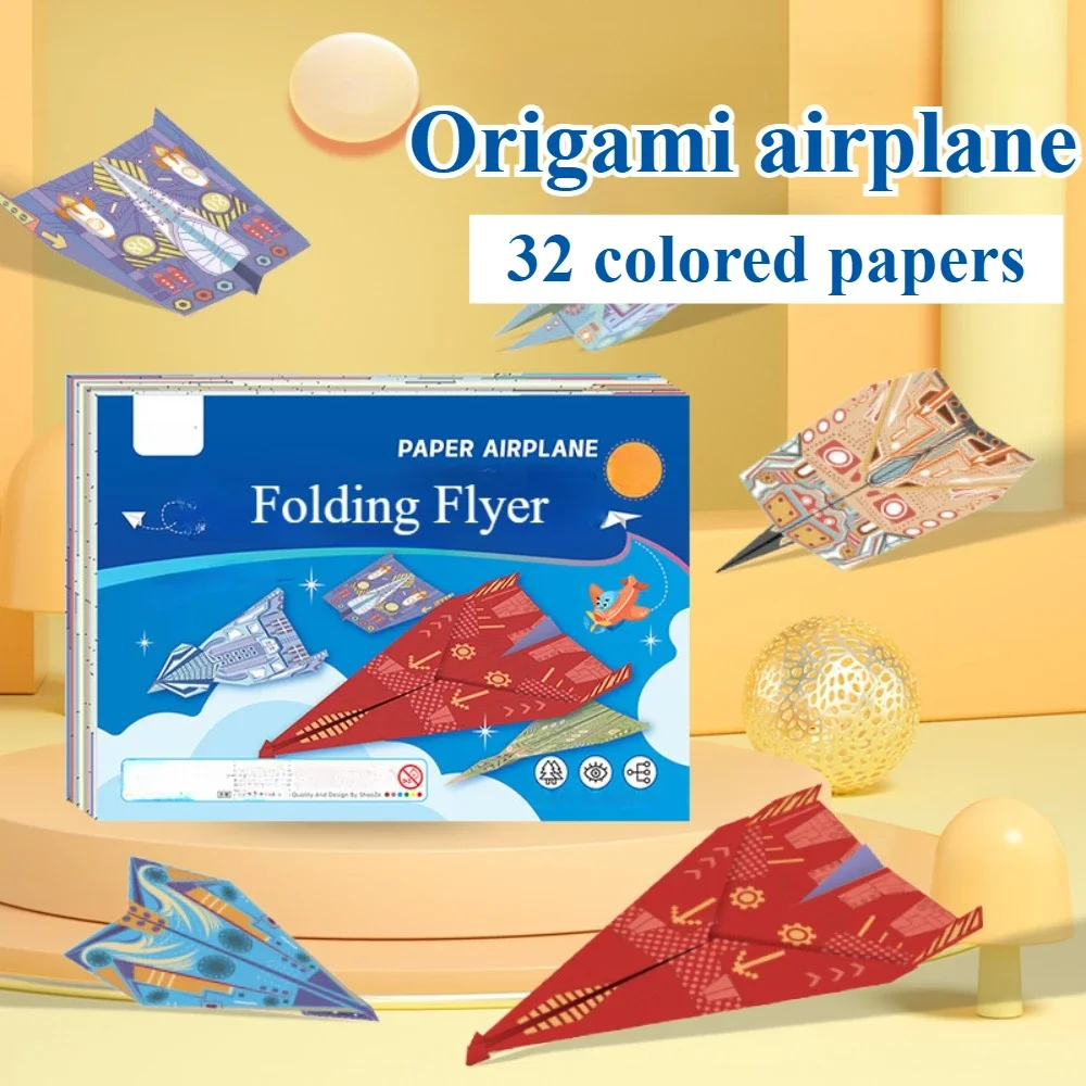 Paper Airplane Kits with 16 Classic Designs 32 Sheets of Colorful Origami Paper Planes Airplane Gifts for Boys Girls Kids