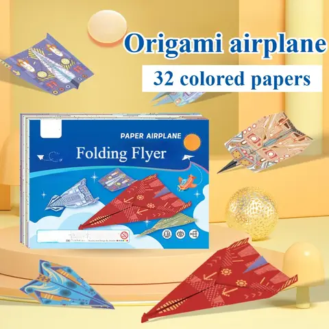 Paper Airplane Kits with 16 Classic Designs 32 Sheets of Colorful Origami Paper Planes Airplane Gifts for Boys Girls Kids