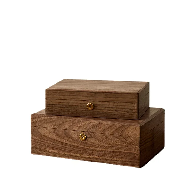 

Vintage Walnut Tabletop Lockable Wooden Box for Cosmetics and Jewelry Storage Creative Design Secure and Decorative