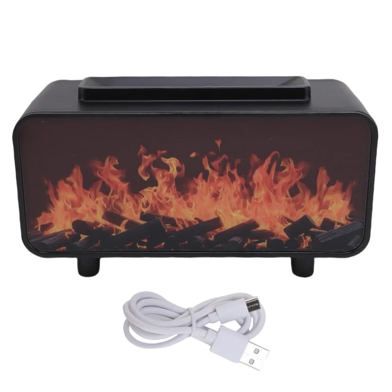 7 Color Flame Essential Oil Diffuser Humidifier 200ml Fireplace Simulation Safe for Living Room Anti Dry No Burn