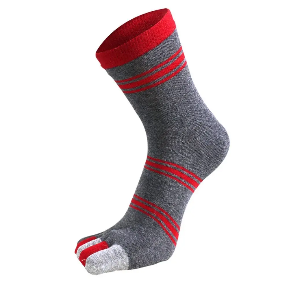 Breathable Elastic Cotton Middle Tube Five Toe For Men Crew Socks Toe Socks Five Finger Socks Male Hosiery