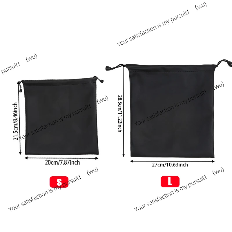 1Pc Draw String Bag Headphone Bags Durable Black Dust-proof Drawstring Bag PU Leather Headset Bag Durable Multi Purpose Storage