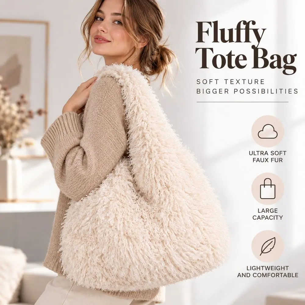 Gifts Fluffy Triangular Hobo Bag Triangular Soft Shoulder Bag Multicolor Fuzzy Hobo Bag Tote Handbag