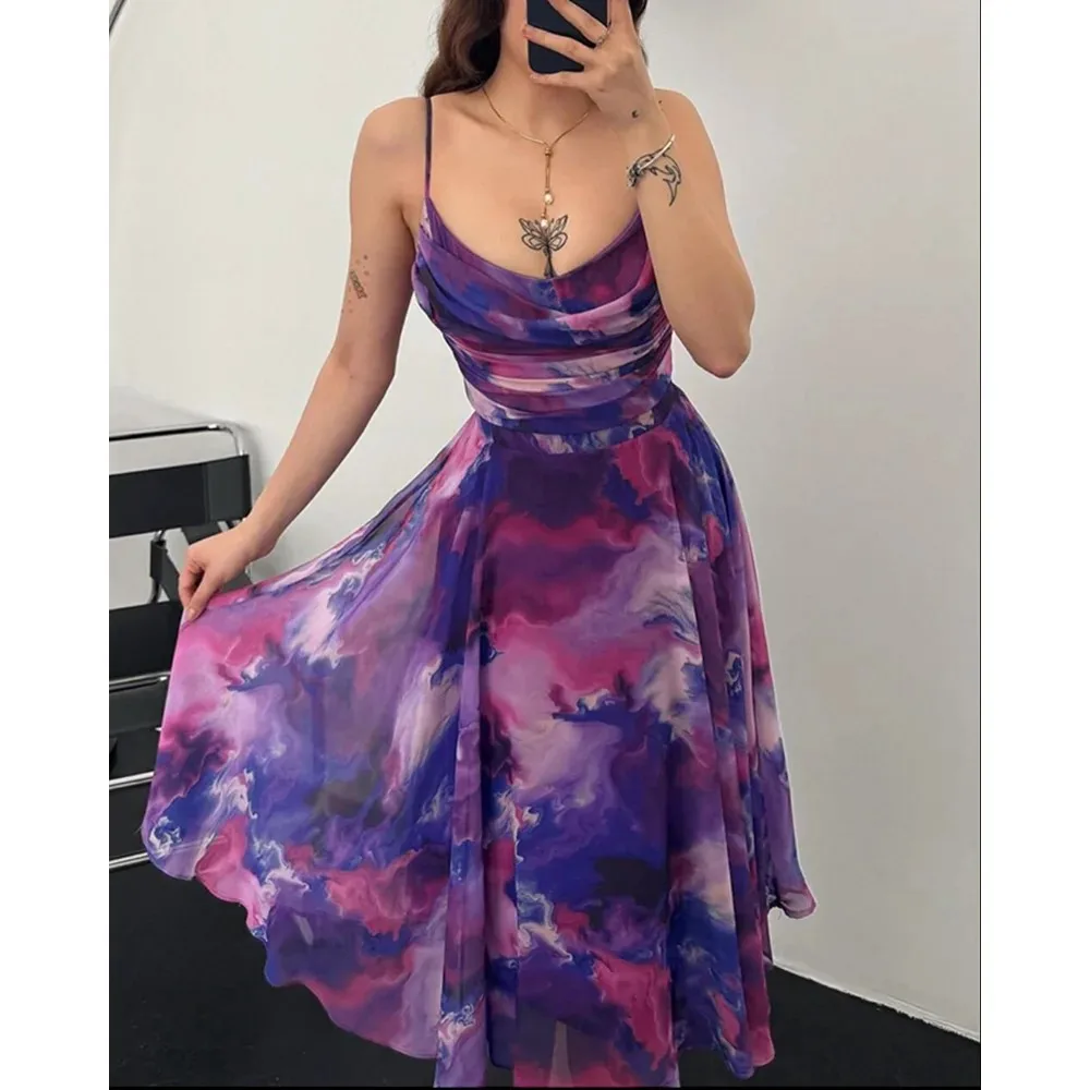 Summer Dress Fashion Sexy Spaghetti Strap Short Dress Robe Femme Summer New-in Slim Fit Elegant Dress Boho Style Dresses