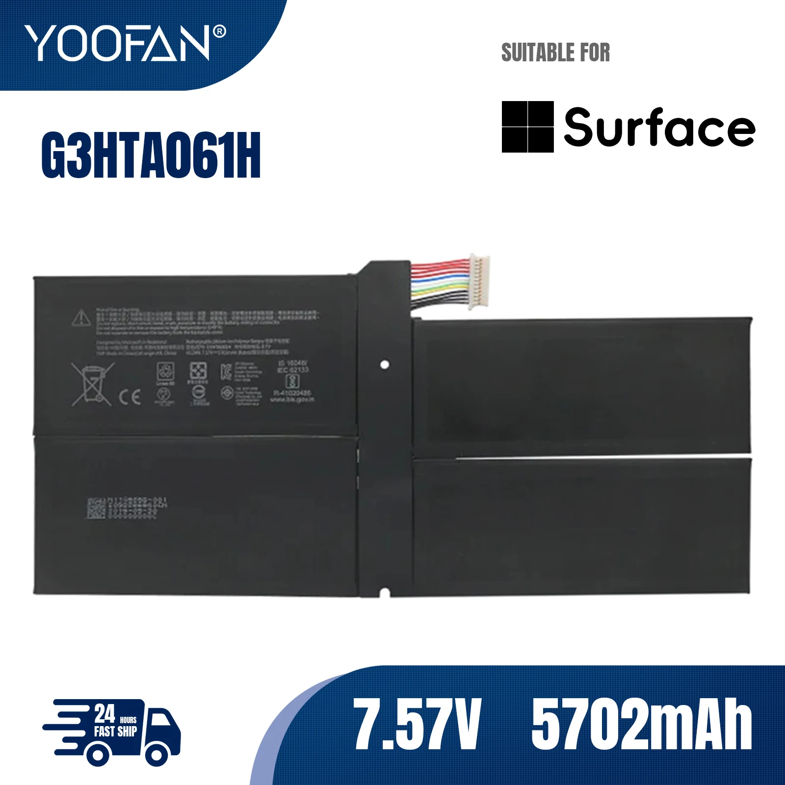 

YOOFAN G3HTA061H DYNM03 Laptop Battery For Surface Pro 7 1866 2019 12.3" Sereis Tablet 7.57V 43.2WH/5702mAh