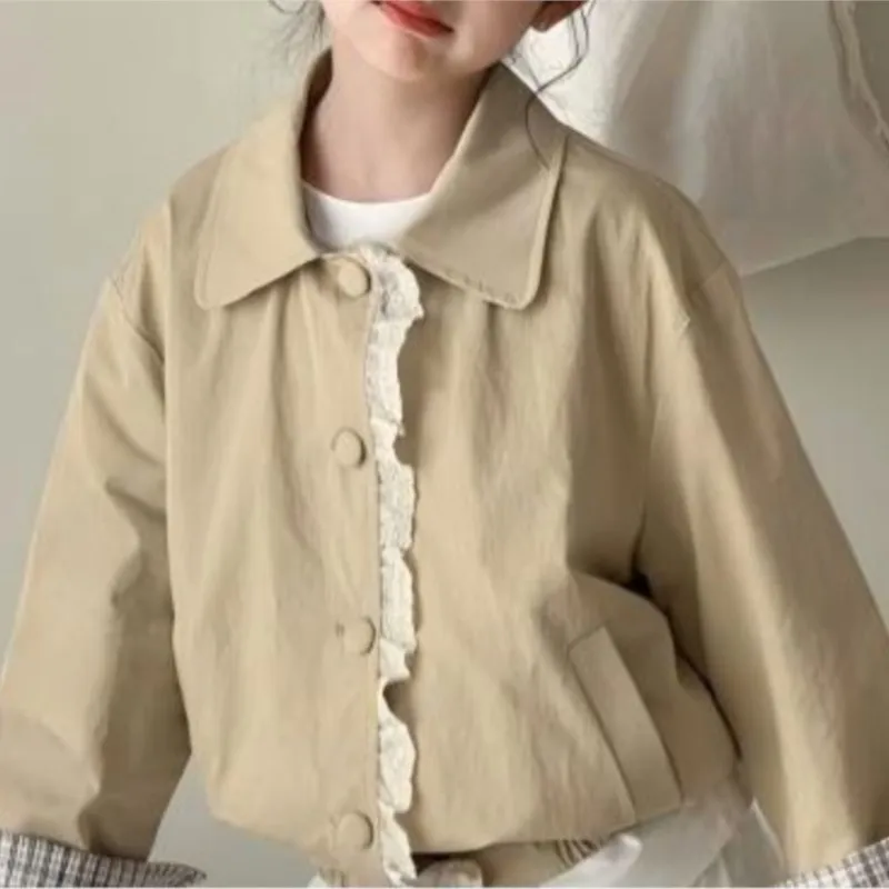 Baby Girl Princess Reversible Lace Jacket Infant Toddler Teens Child Plaid Coat Spring Autumn Outwear Baby Clothes 18M-14Y
