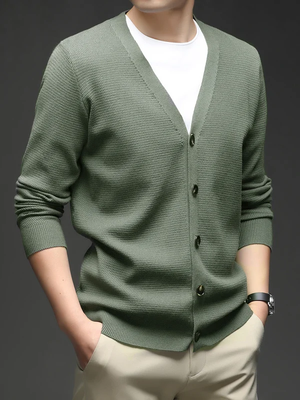 

Высококачественный вязаный кардиган, мужской повседневный тонкий однотонный весенне-осенний верхняя одежда, легко носить, удобный дышащий свитшот
