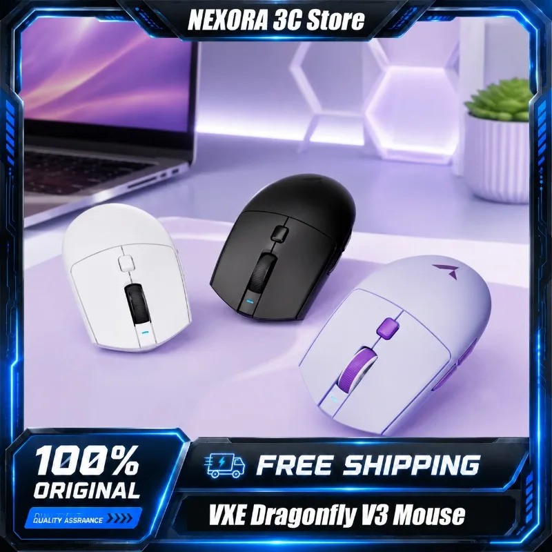ATK VXE Dragonfly V3 Pro Wireless E-sports Mouse XHero AI Sensor PAW3395SE 4-Mode Ergonomic Lightweight Gaming Mice