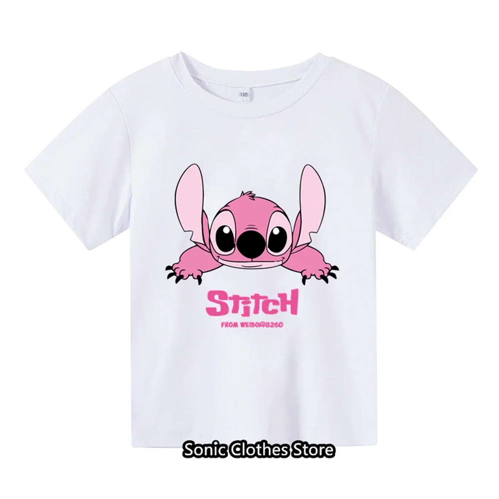 

2024 New Kawaii Lilo Stitch Funny Cartoon T Shirt Kids Stitch Cute Manga T-shirt Y2k Graphic Women Tshirt Streetwear Top Tees