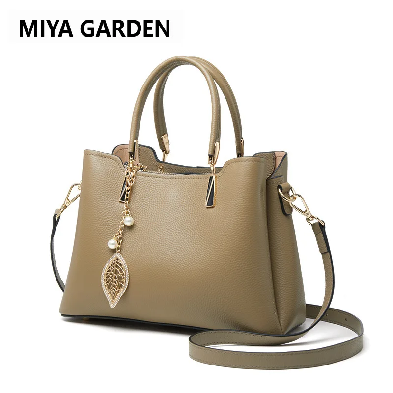 MIYA GARDEN Leather Women's Handbags Head Cowhide Large Capacity Women's Bags Senior Sense Commuter Shoulder Crossbody Tote Bag