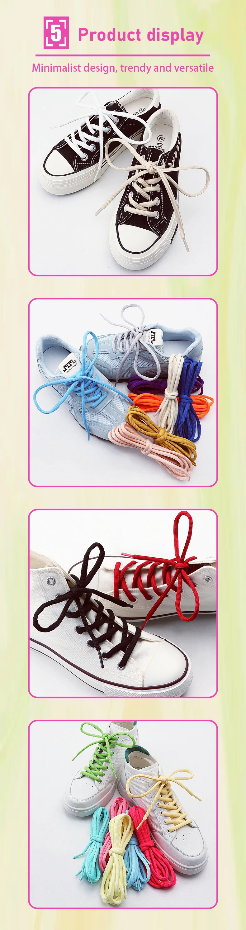 Halbrunde, hochwertige Schnürsenkel, 4 mm breit, einfarbig, klassische Schnürsenkel für Sneaker, 100/120/140/160 cm, 1 Paar – Detail 6