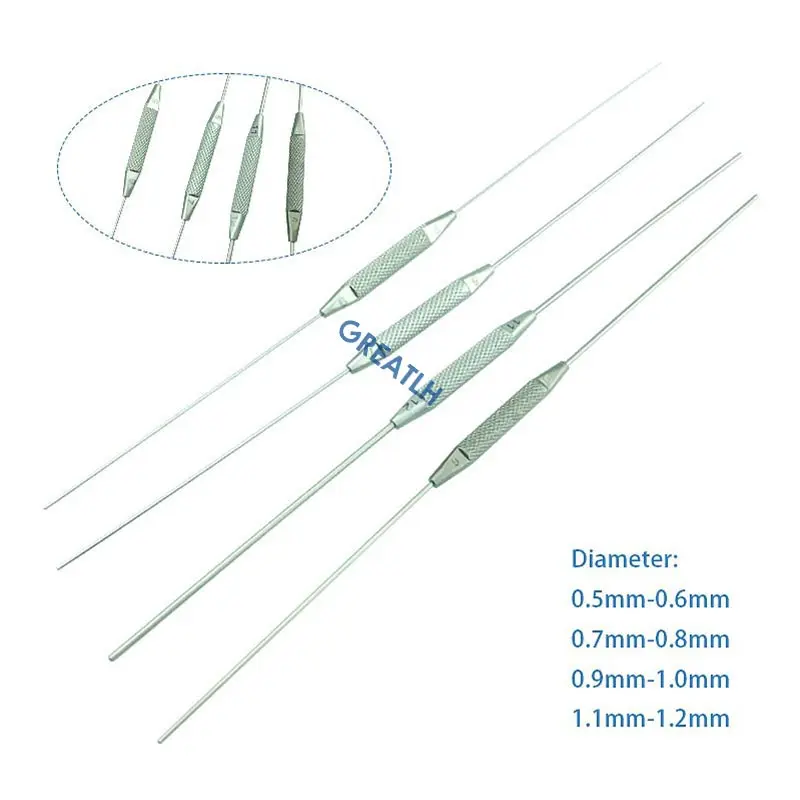 4pcs/set Stainles Steel/Titanium Double  Lacrimal Passage Probe Ophthalmic Flushing Tool Veterinary Ophthalmic Eye Instrument