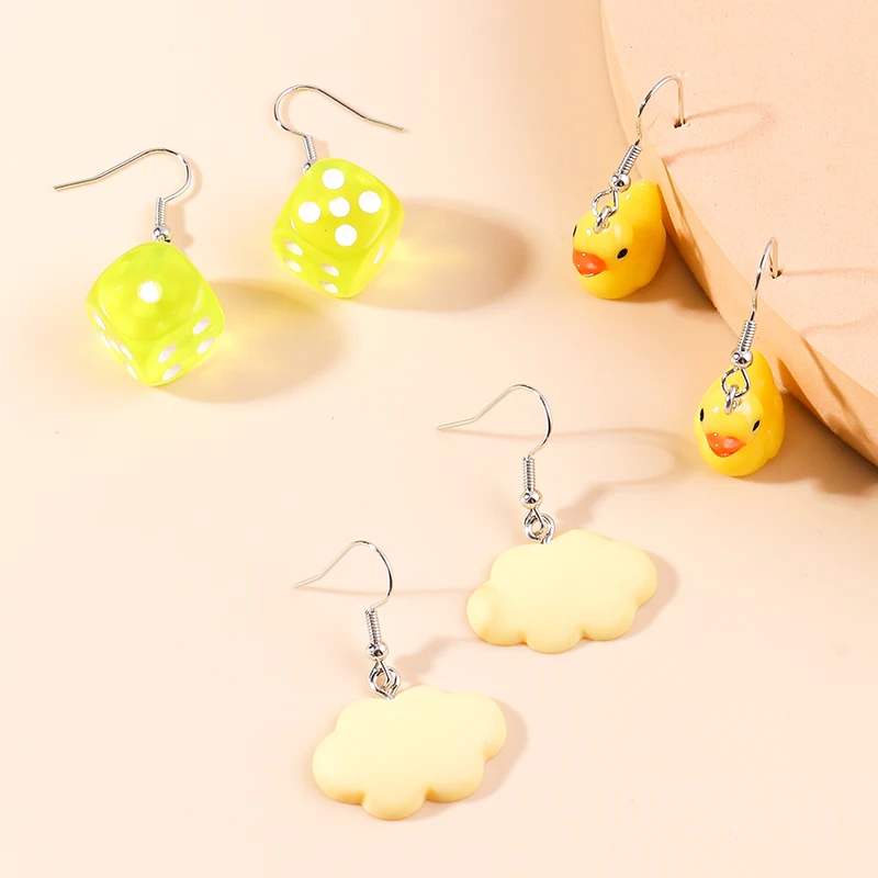 Aihua Niedliche Cartoon-Würfel-Ente-Wolken-Ohrringe-Set für Frauen und Mädchen, schöne Tier-Ohrringe, trendiger Geburtstagsschmuck, Geschenke – Detail 5