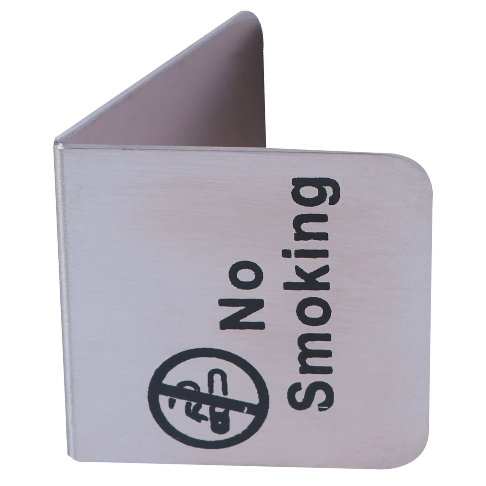 Double Side Stainless Steel No Smoking Table Tent Sign Durable Desktop Sign for Office Restaurant Hotel Banquet Use