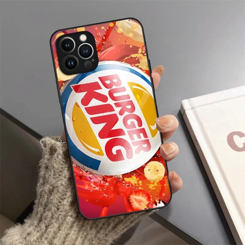 Burger King Logo Phone Case Tempered Glass For IPhone 13 14 12 11 Pro XS Max Plus Mini X XR 8 7 6s SE2020 Cover