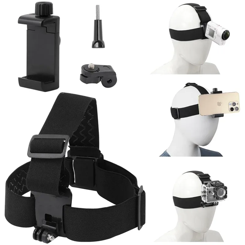 Hands Free Adjustable Mobile Phone Head Strap Selfie Stick Headband Tripod Stand for IPhone GoPro POV Vlog Outdoor Mount Monopod