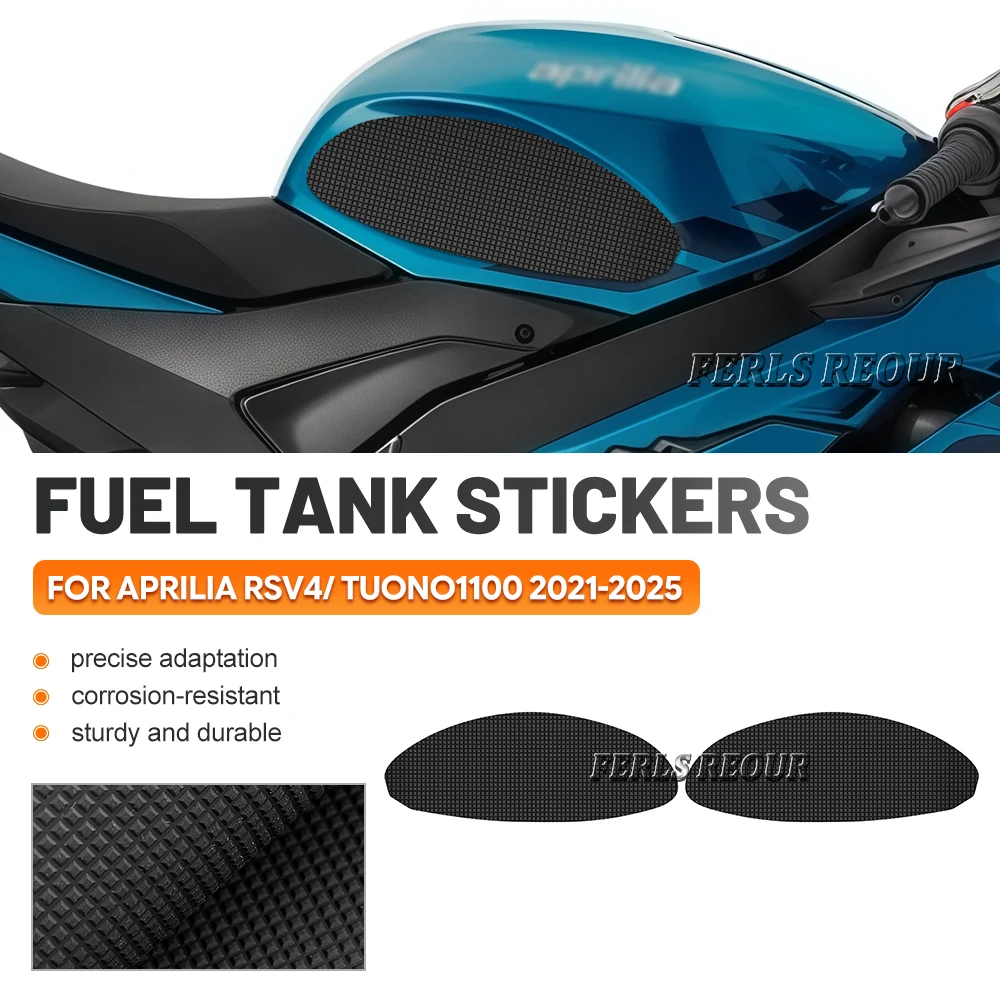 Motorcycle Silicone Anti‑Slip Fuel Tank Traction Pads 3M Adhesive Side Grips For Aprilia RSV4 Tuono 1100 2021‑2025