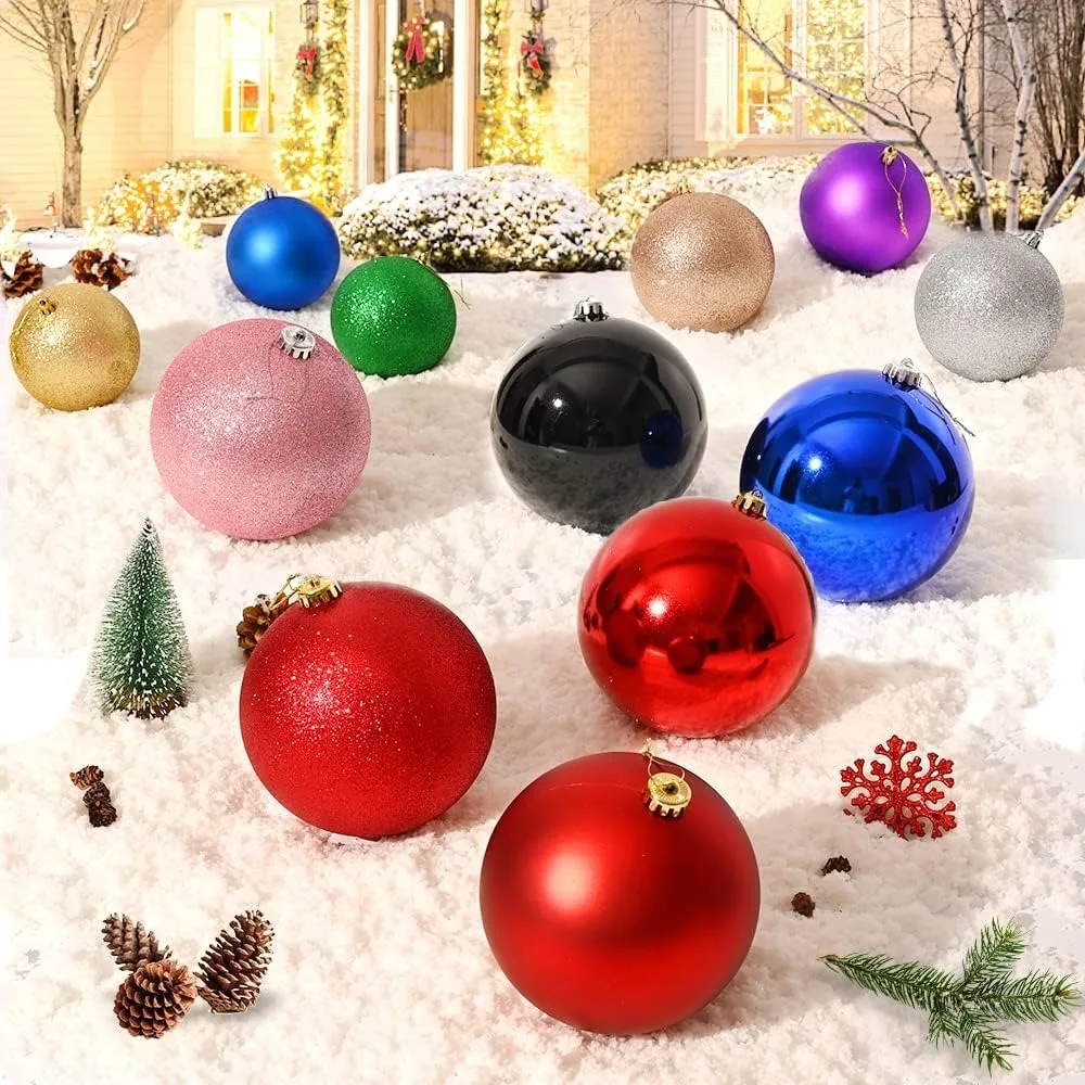 Extra Large Size Outdoor Christmas Ornaments, Oversized Huge Big Shatterproof Xmas Christmas Plastic Balls for Outside Lawn