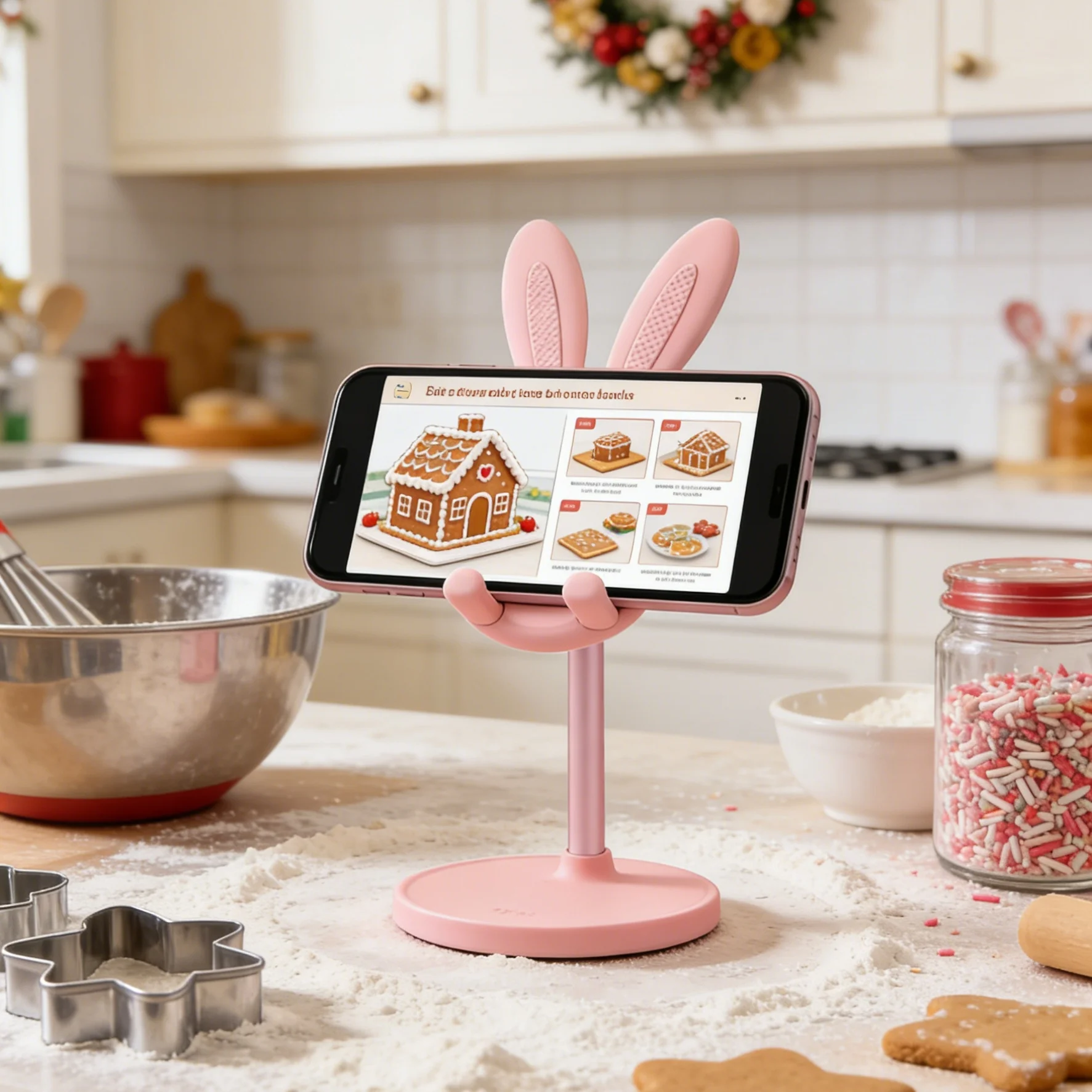 1-Pack Adorable Rabbit Phone Holder - Widely Compatible 4-12.9 Inch, Ideal for Desk, Bedside & Video Calls