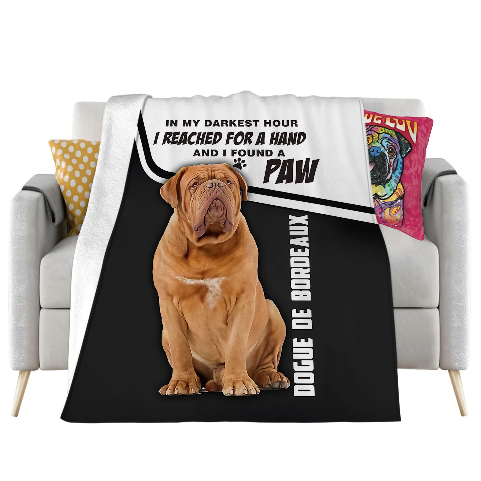 Dogue De Bordeaux Flannel Blankets I Found A Paw 3D Printed Throw Blanket Office Nap Travel Portable Quilts Dropshipping