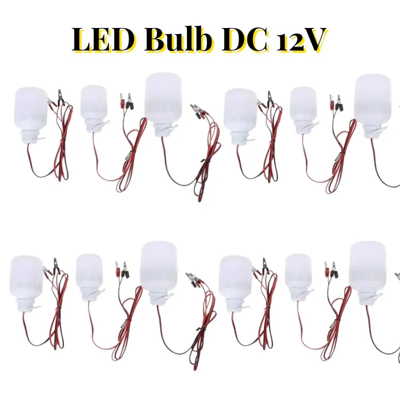 LED Bulb DC 12V LED Light Lamp 5W 9W 15W 20W 30W 40W Spot Bulb Emergency Lamp With Alligator Clip For 12 Voltage Battery