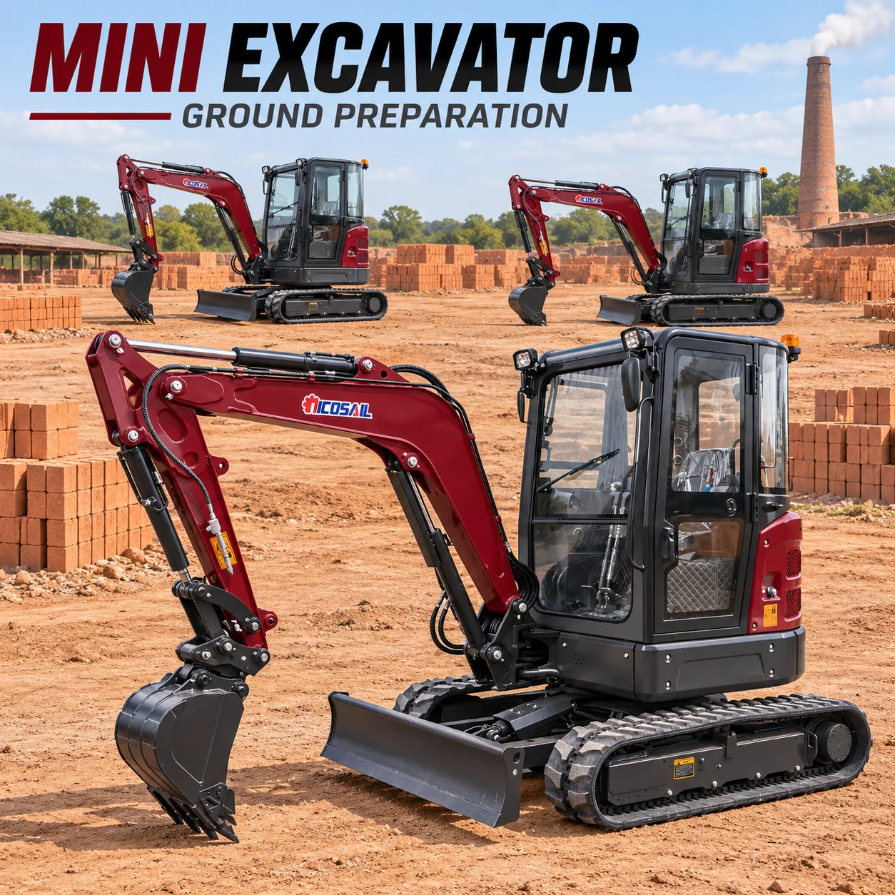 40U Compact Track Excavator 4 Ton Mini Construction Digger with Bucket and Front Dozer Blade