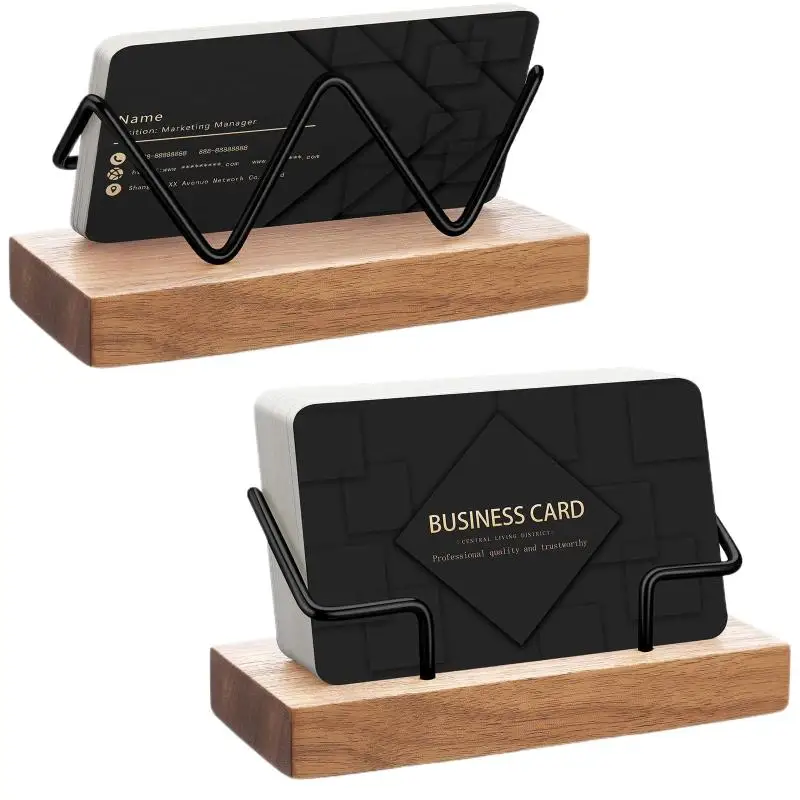 Compact Wood Business Card Stand for Efficient Desk Use and Storage