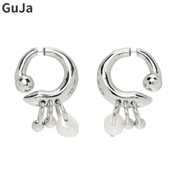 Fashion Jewelry 925 Silver Needle Back Front Geometric Metal Drop Earrings For Women Girl 2022 New Trend Accessories Party Gifts