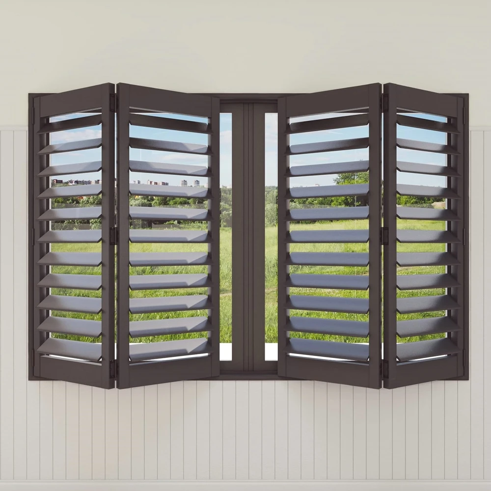 Customizable Modern Lightweight Basswood External Window Shutters Adjustable Sliding Folding Design Horizontal for Hotels