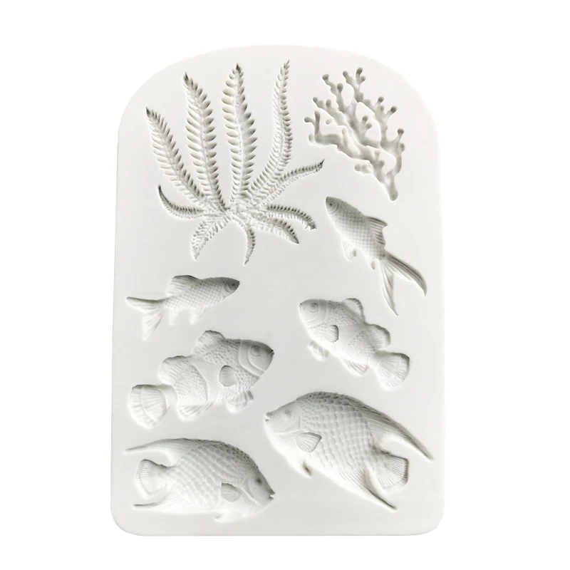 Seaweed Fish Coral Shape Cake Fondant Decorating Tools, Silicone Mold For Cake Craft, Silicone Soap Molds