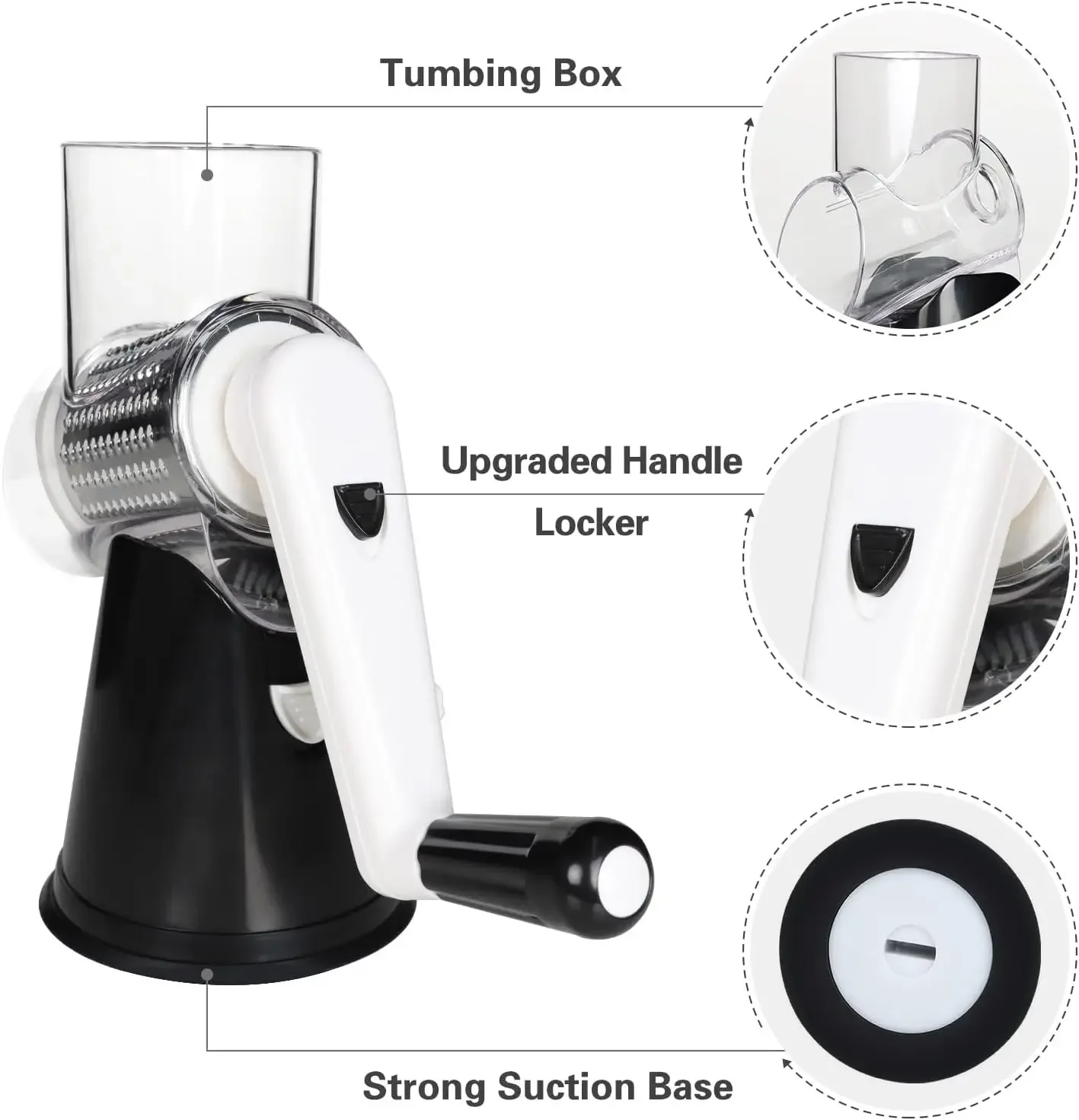 Rotary Cheese Grater Cheese shredder - Kitchen manual cheese grater with handle Vegetable slicer Nut grinder  three-strand blade