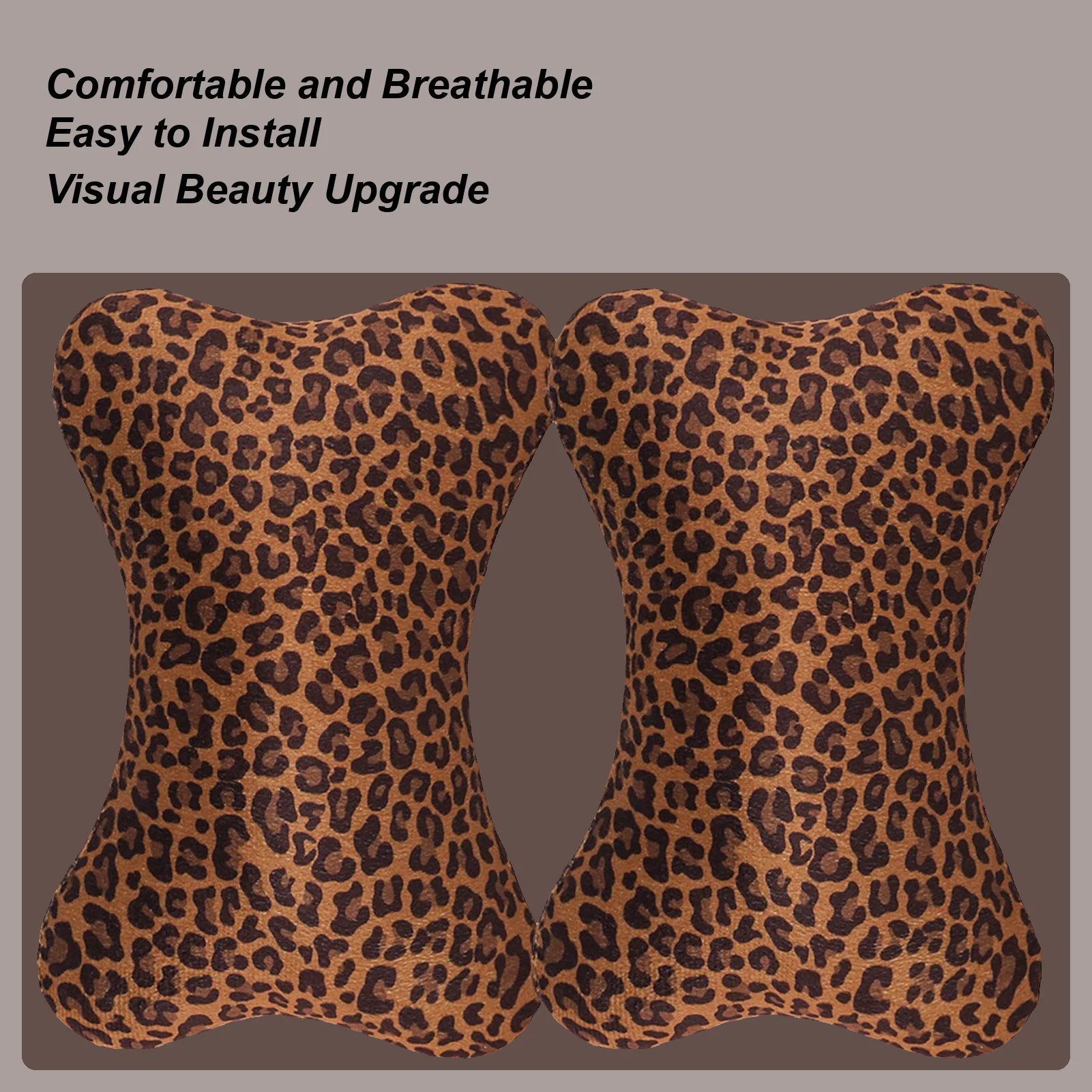 

Автомобильная подушка для шеи для вождения, 2-х предметная эргономичная подушка, автомобильная подушка с леопардовым принтом и регулируемым ремнем для взрослых, пассажиров