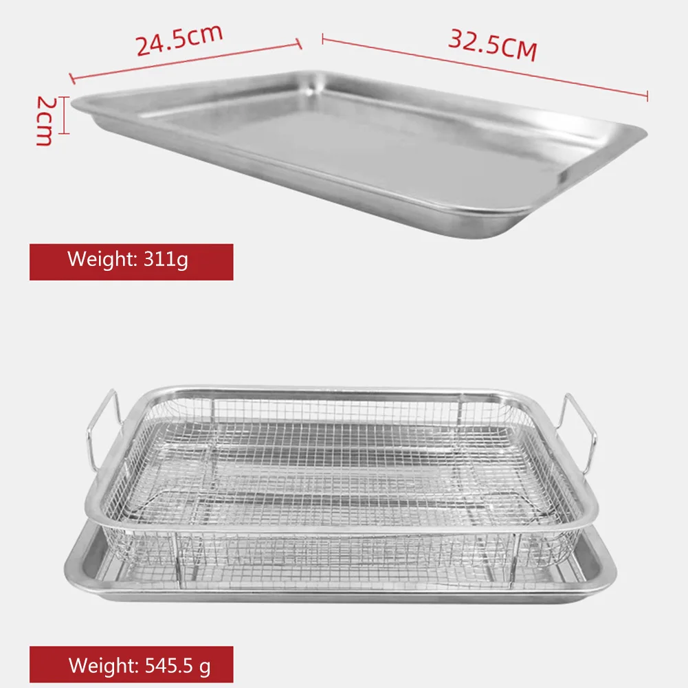 Stainless Steel French Fries Basket Heat-resistance Square Chips Fry Baskets Multi-function Western Snacks Air Fryer Accessories