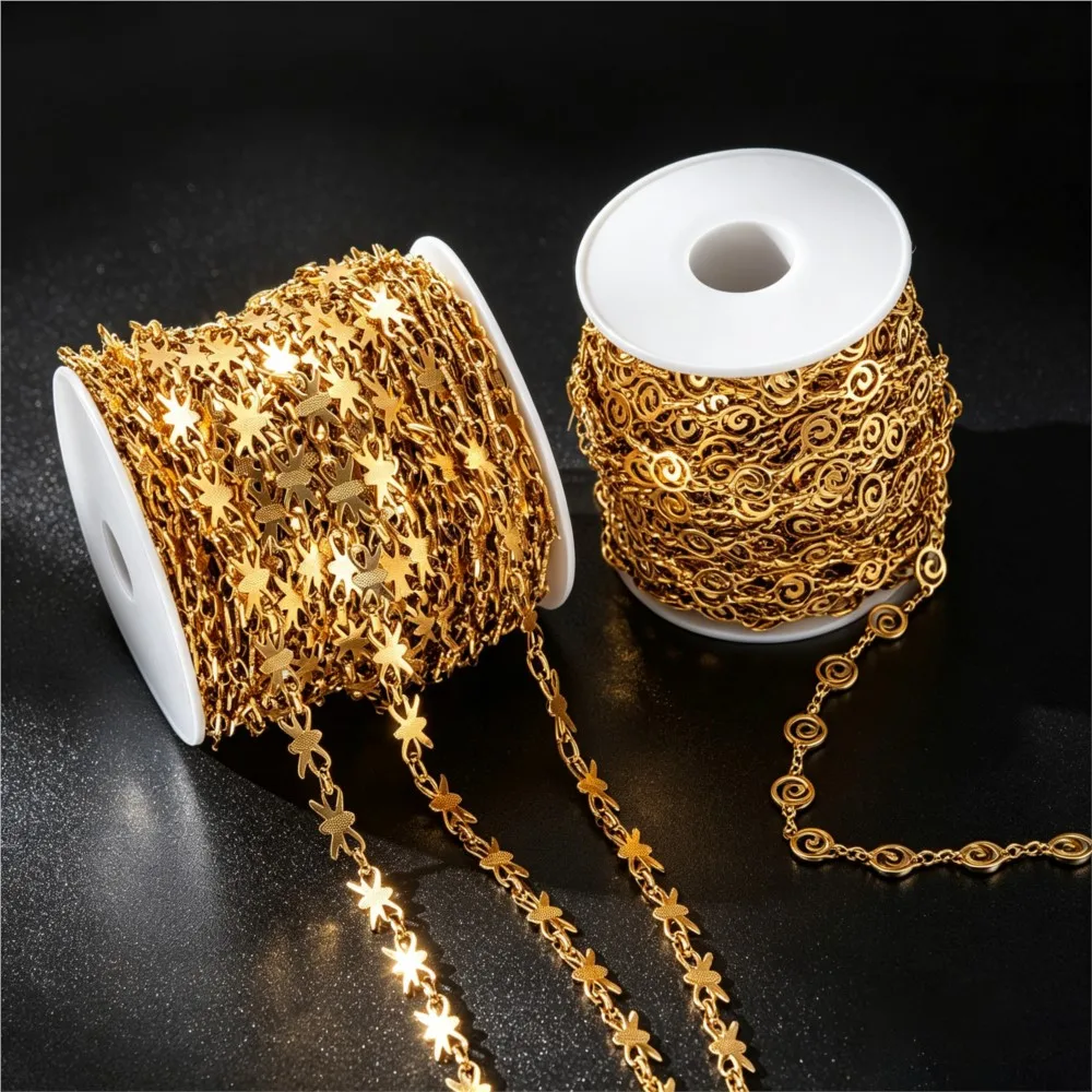 1M Stainless Steel Chain Fishbone Turtle Butterfly Bow Link Chain for DIY Necklace Bracelet Jewelry Making Accessories Wholesal