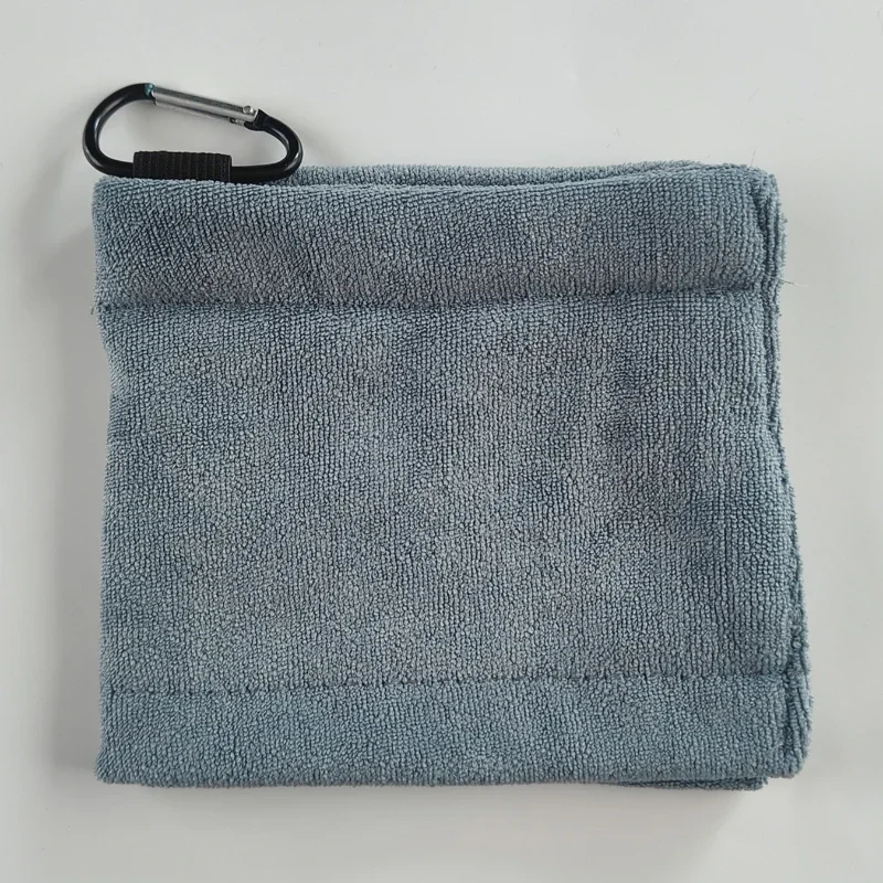 Square Microfiber Golf Ball Cleaning Towel with Carabiner Hook Water Absorption Cleaner Club for Head Wipe Cloth Clean - view 5