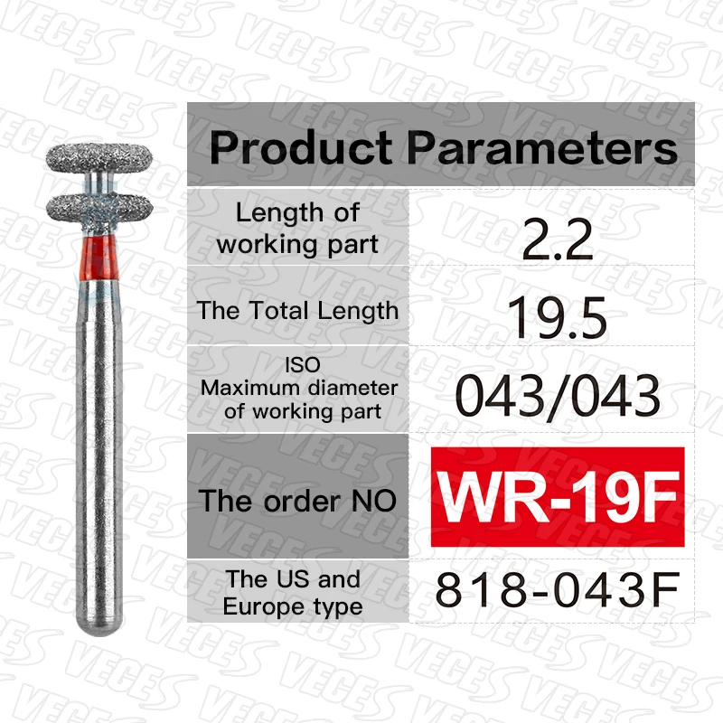 WR نوع 10 قطعة الفراولة الأسنان عالية السرعة الماس الأزيز لقمة ثقب طب الأسنان القواطع المتوسطة الصنفرة طبيب الأسنان أدوات المختبر