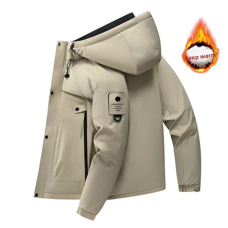 

New Autumn and Winter Fashion Trend Waterproof Thick Warm Hooded Cotton Jacket Men's Loose Sports Plus Large High-Quality Jacket