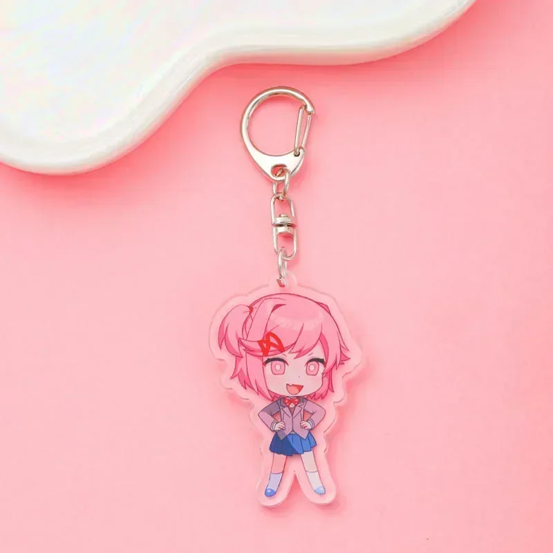 Anime Doki Doki Literature Club! Acrylic Keychain Accessaries Cartoon Funny Bag Pendant Charm Car Cute Keyring Friends Gifts