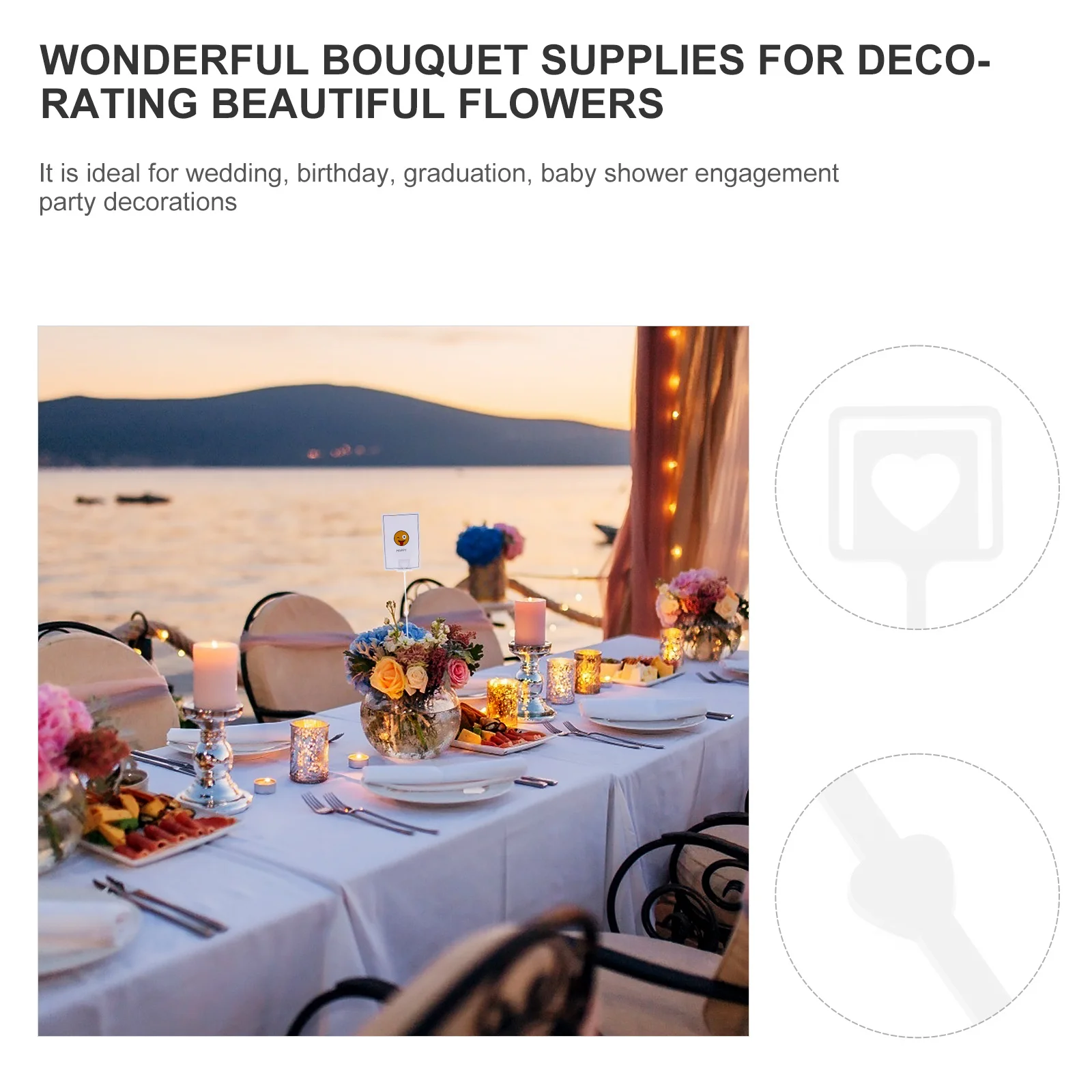 

50Pcs Note Holder Memo Clip Creative Design for Wedding Graduation Shower Party Decoration Accessories Floral Place Holder